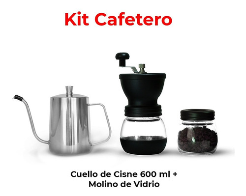 Kit Cafetero Molino De Vidrio + Cuello De Cisne 600 Ml