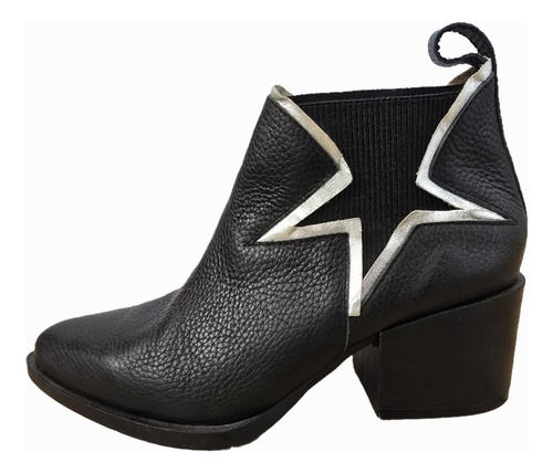 Sibyl Vane Botas Negras De Cuero Taco Ancho Impecables Nro40 (Usado)