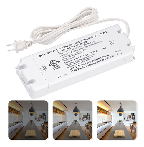 Hitlights 60w Led Dimmable Driver, 110-277v Ac - 12v 5a Dc E