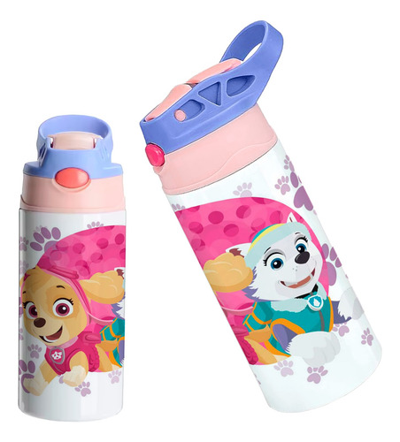 Termo Infantil Paw Patrol Skye Everest 355 Ml - Vaso Niños Tapa Rosa / Morado