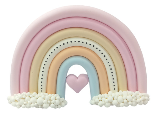 Arcoíris En Porcelana Fría. Adorno De Torta. Modelo Corazón 