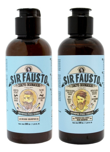 Sir Fausto Men's Kit Shampoo Para Barba + Cabello Travel