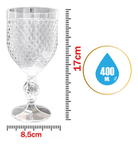 Taça De Água Acrílica Premium 400ml Suco Refresco Kit 12pçs