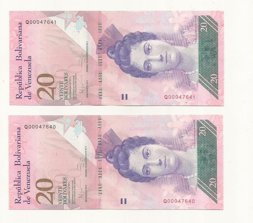 Imagen 1 de 2 de Serial Bajo Veinte Bolivares Fuera De Circulacion Q8 Unc