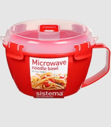 Recipiente Bowl De Microondas Para Cocinar Sistema 940ml Color Rojo