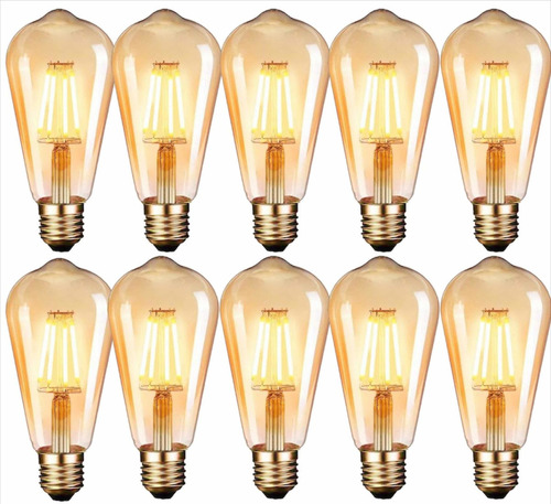 Pack X10 Ampolletas Filamento Led Edison 4w Retro Vintage