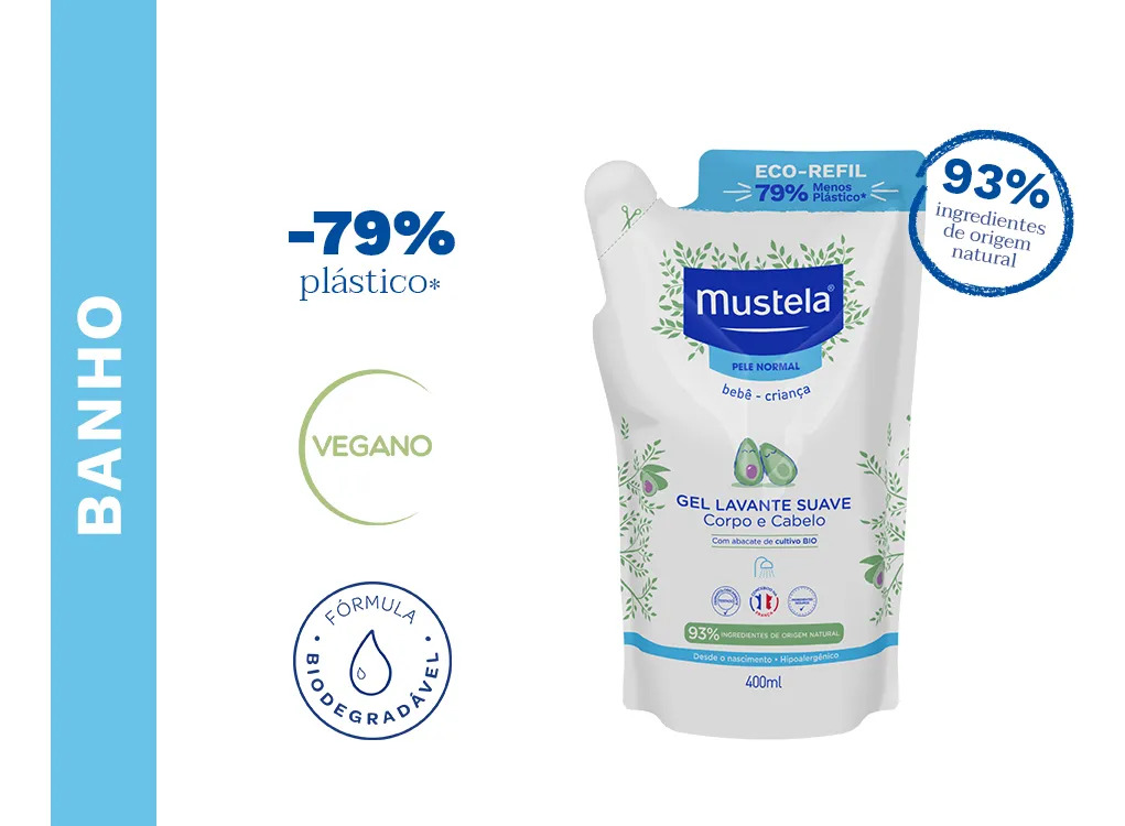 Mustela Refil Gel Lavante Suave Com Abacate Orgânico 400ml
