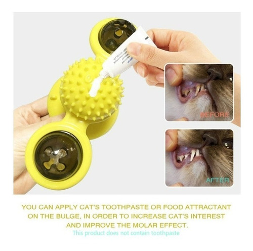 Juguete Antiestrés Cepillo Diente Pelo Gato Con Luz + Catnip