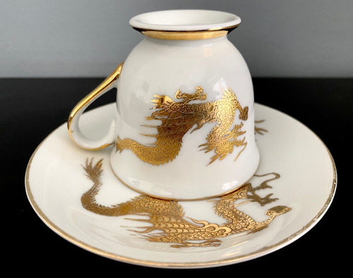 Taza Colección Porcelana Tsuji Serie Imperial Oro Dragones