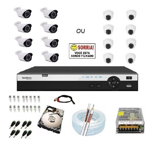 Kit Cftv Full Hd Dvr Intelbras Câmera1080p 3116mhdx+8 +hd1tb