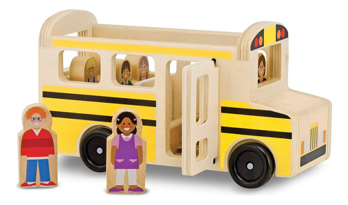 Juego De Madera Autobús Escolar Con 7 Figuras Para Niños