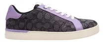 Comprar Tenis Coach Clip Low Top Jacquard Negro \u002F Morado - Original Y Nuevo