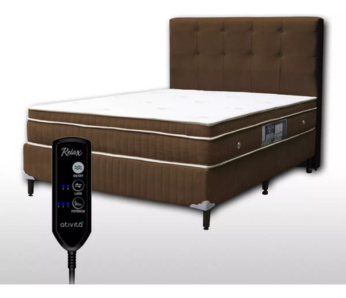 Allmag cama box Casal magnético com massageador e controle cor marrom