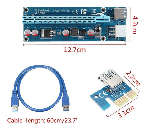 Imagen 3 de 8 de Riser Extensión Pci-e 16x 1x Para Tarjetas De Video