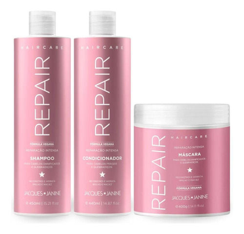Kit Shampoo + Condicionador + Máscara Linha Repair Jacques