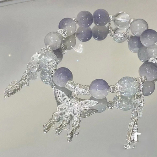 Nueva Pulsera De Perlas De Cristal Con Forma De Mariposa Par