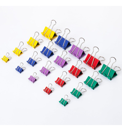 Clips Carpeta, 100 Piezas, Tamaño Y Color Variados, Cl...