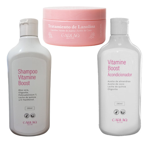 Shampoo Sin Sulfatos + Acondicionador + Tratamiento Lanolina