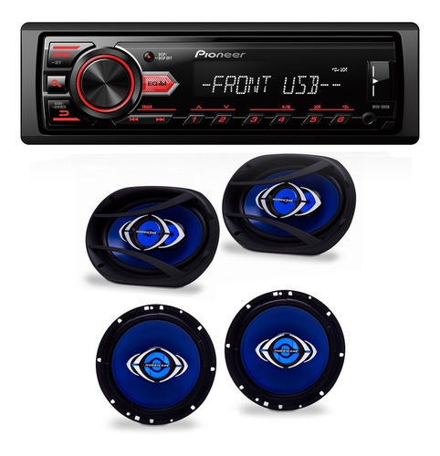 Aparelho Mp3 Automotivo Pioneer + 4 Auto Falantes Hurricane