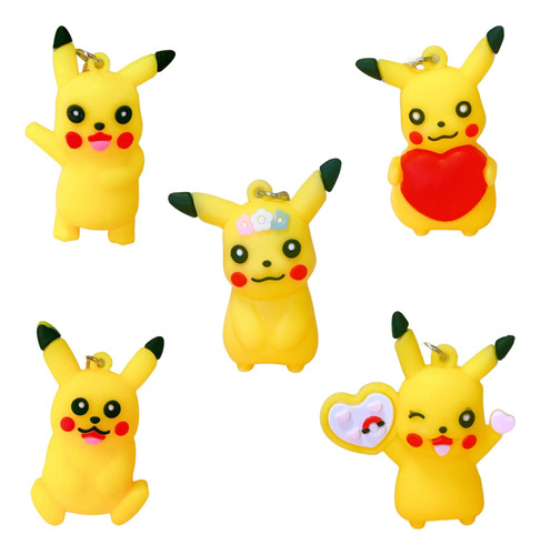 Pikachu Llavero Colgante Figura Juguete Decoración 5pcs