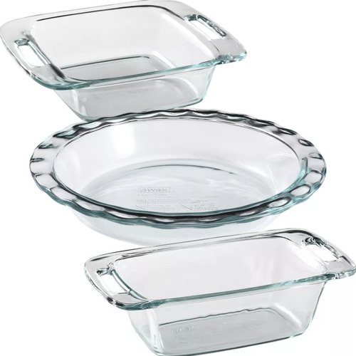 Set X3 Fuentes Moldes Pyrex Easygrab De Vidrio Con Asas 