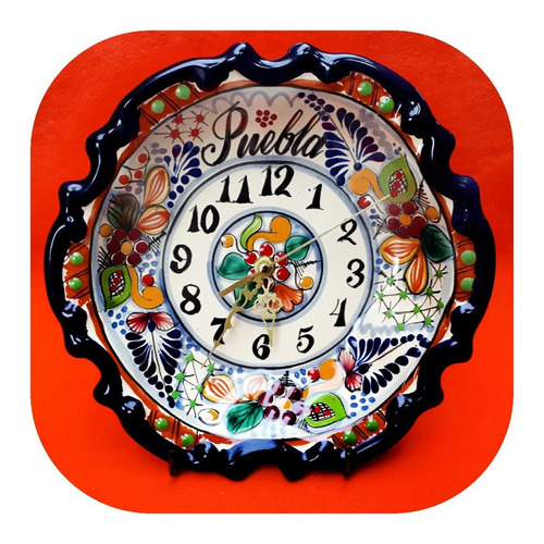 Imagen 1 de 2 de Reloj De Talavera Poblana 25 Cm Barroco Color Puebla