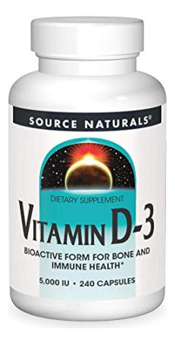 Source Naturals Vitamin D-3 5000 Iu Apoya La Salud Ósea E In