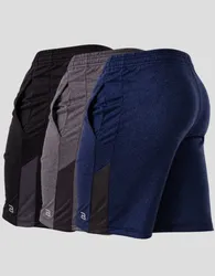 Kit 3 Bermuda Masculina Treino Academia Dry Fit Confortável Preto Azul Cinza M - R$ 59,62