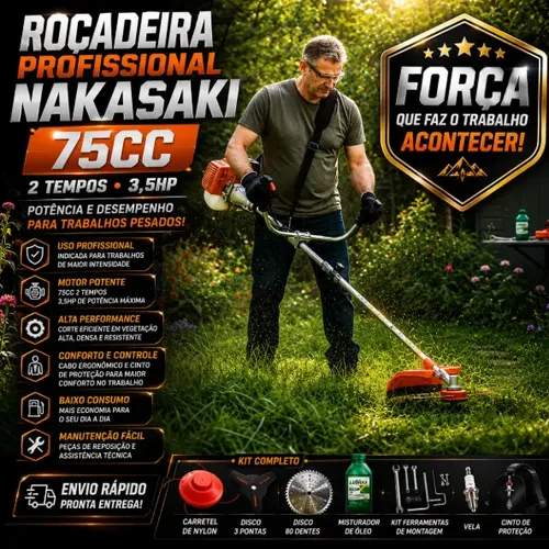 Roçadeira Nakasaki 2 Tempos 75cc 3.5hp Profissional | MercadoLivre