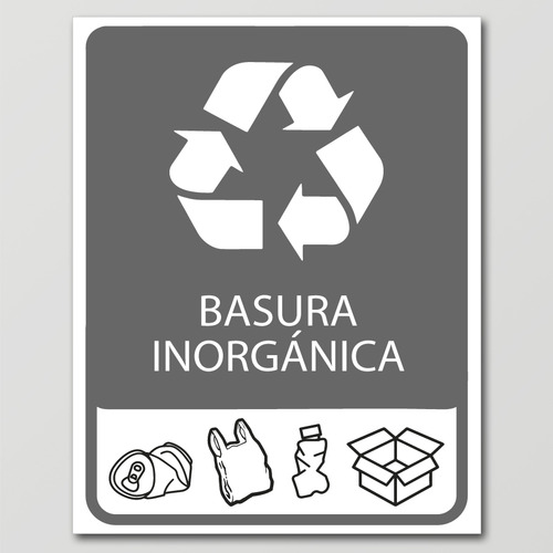 Señal: Deposite La Basura Inorgánica, Letrero Estireno 25x20 Color Gris Oscuro