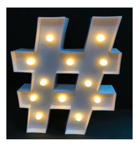 Lámpara Numeral Hashtag 30 X 21 Cm Tipo Portátil Veladora