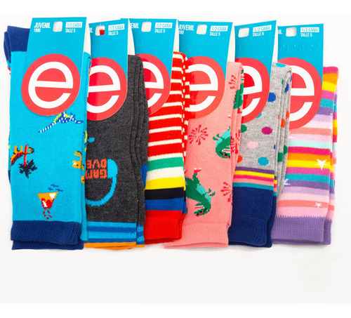 Pack X6 Elemento Medias Niños Estampadas Art. 1090 T. 4 - 5