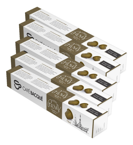 Pack 5 Cajas Cafe Capsula Nespresso Bacque Paris Medio X10u