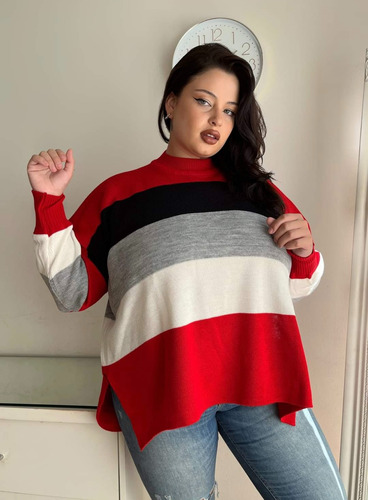 Sweater Buzo Mujer Liso Redondo Lana Colores Talles