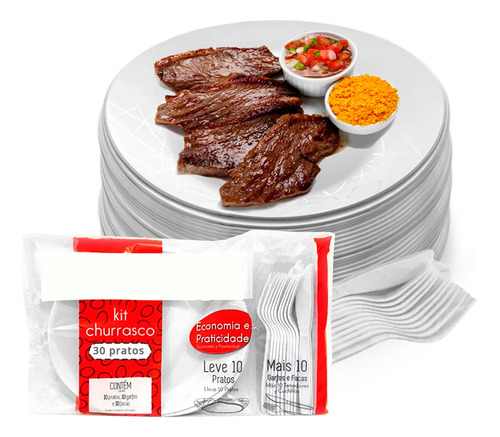 Pratos Descartáveis U4home Branco 30 Kits X 30 Unidades