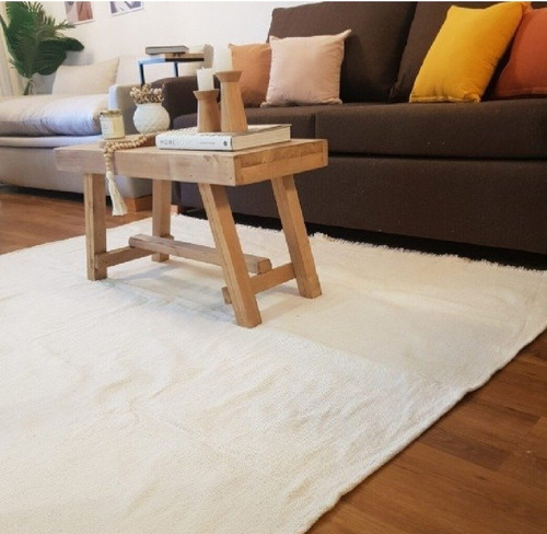 Alfombra Rustica Moderna Telar 190x220 Cm Finas Rayas Color Beige Diseño de la tela CRUDO LISO