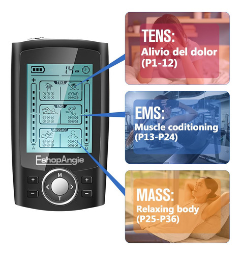 Tens Electroestimulador Muscular Electroterapia 36 Modos