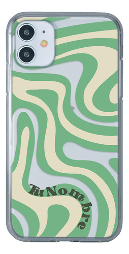Funda Para iPhone Para Mujer Curvas Verde Con Tu Nombre