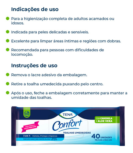Toalhas Umedecida Confort Adulto Com Óleo De Girassol 3x40un