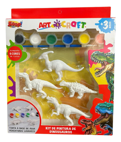 Kit 4 Dinossauro Miniatura Para Colorir Art Craft Zoop Toys