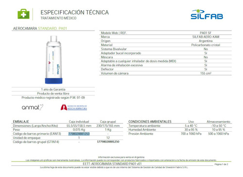 Aerocamara Con Adaptador Bucal Silfab Pa01