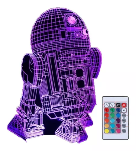 Terrosol - Lámpara 3D Star Wars - Regalos de Star Wars - 4 patrones y 1  base y 1 control remoto - Star Wars R2-D2/Bb8/Death Star/Millennium Falcon  - Star Wars - Luz