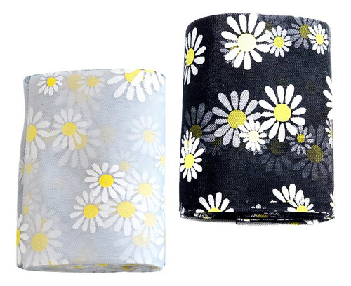 2x 5m Tela De Flores De Encaje Coser Tul Cinta Gris + Negro