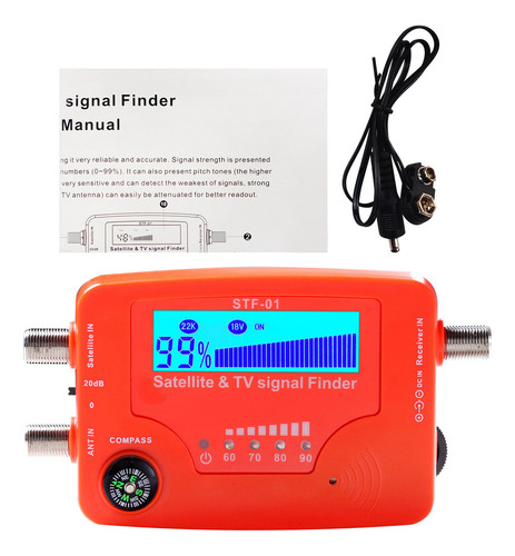Localizador De Sinal De Satélite E Tv 2 Em 1 Lcd Laranja