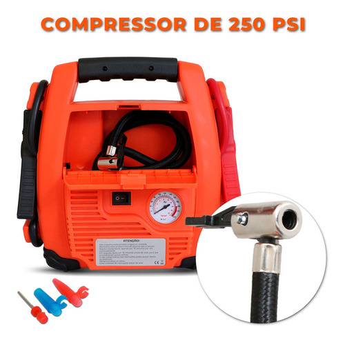 Imagem 4 de 5 de Kit Auxiliar De Partida Bateria Portátil Veicular Emergência