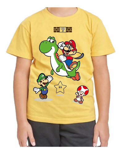 Remera Amarilla Super Mario Bros
