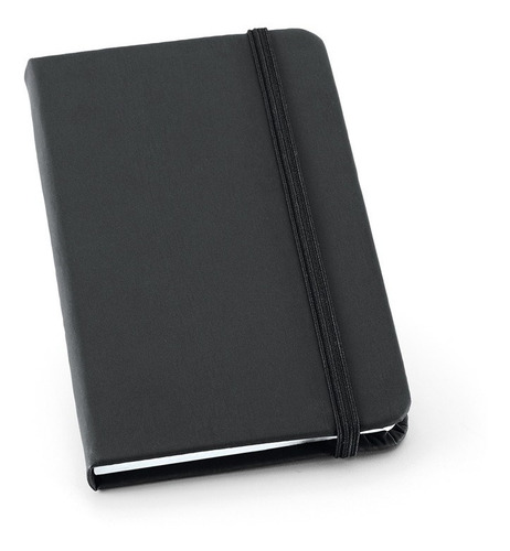 Caderneta 9x14 Pautada Tipo Moleskine Capa Dura Preta