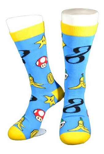 Calcetines Divertidos Animados Super Mario Kart Banana Coin