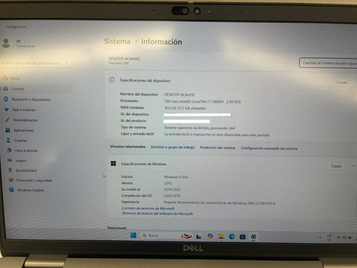 Laptop Dell Precision 3581 I7 13th 16gb 512 Ssd Nvidia 15in (Usado)