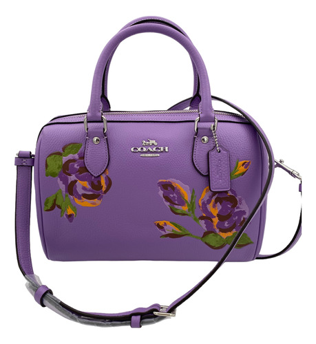 Coach Maletín Sig Rowan Lila/flores De Piel Nuevo Original